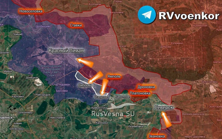 Nhưng những vấn đề nghiêm trọng của AFU không dừng lại ở đó, khi quân Nga đang tìm cách tiếp cận Seversk từ hướng Platonivka. Do đó, quân Ukraine ở Siversk đã gần như đã rơi vào vòng vây. Sự sụp đổ của hệ thống phòng thủ Ukraine, đã thể hiện rõ trên toàn bộ khu vực mặt trận Siversk-Lyman.