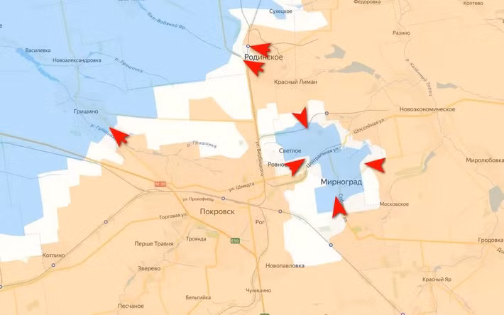 Mặt trận Pokrovsk trong những ngày qua chìm trong giá lạnh, Quân đội Nga (RFAF) với quân số và hỏa lực vượt trội, đã gần như đẩy lùi Quân đội Ukraine (AFU) ra khỏi thị trấn Rodynske và tiến vào làng Gryshino, chấm dứt nỗ lực của AFU nhằm giải tỏa các đơn vị thuộc hai lữ đoàn AFU đang bị bao vây tại khu đô thị Myrnohrad.