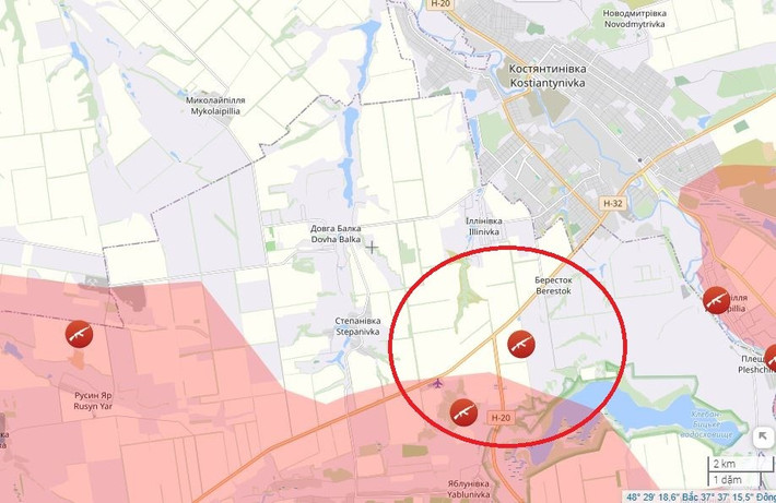 Kênh ZOV Military đưa tin, Sư đoàn 20 RFAF đột phá dọc theo trục đường phía bắc Yablunivka. Họ đang tiến về Berestok, nơi AFU có một khu vực phòng thủ kiên cố tại ngã ba đường (giao nhau giữa trục đường cao tốc H20 và T-0504). Hiện Lữ đoàn 4 và Trung đoàn 78 RFAF kiểm soát Ivanopillya và phát triển trên một mặt trận rộng lớn từ Aleksandro - Shultino - Ivanopolye đến phía đông nam Konstantinovka.