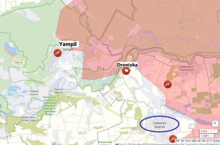 Kênh AMK Mapping xác nhận, trên hướng Lyman và sườn phía bắc Seversk, quân Nga đạt được những bước tiến đáng kể, xâm nhập những khu vực quan trọng của tiền tuyến. Về phía tây bắc, RFAF tiến xa hơn qua các khu rừng phía tây Yampol và đến cao tốc Lyman - Seversk.