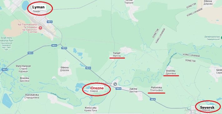 Theo kênh RVvoenkor, Cụm quân phía Nam RFAF đang bắt đầu cuộc tấn công vào Ozerne, nằm giữa Lyman và Seversk. Các đơn vị của Cụm quân phía Nam đang tích cực khoan phá khu vực giữa hai thành phố này, giành giật từng ngôi làng một.