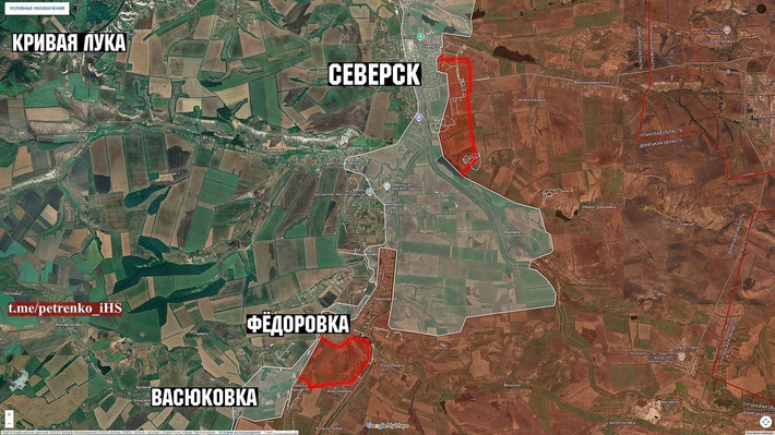 RFAF cũng đã mở rộng vùng kiểm soát xung quanh làng Svyato-Pokrovskoye, phía nam Seversk. Tất cả những điều này cho thấy thành phố đã bị phong tỏa hoàn toàn. Mặc dù trước khi đoạn đường "Platonov" nói trên bị cắt đứt, quân đồn trú Ukraine vẫn có thể tiếp tế qua tuyến đường duy nhất - nhánh Kaleniki-Zakotnoye; nhưng giờ đây, AFU đã mất ngay cả lựa chọn này.