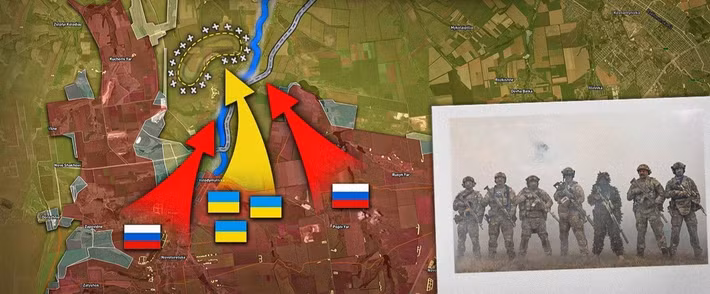 Mặc dù các tuyên bố của Ukraine về một cuộc phản công và việc tái chiếm các khu vực này còn thiếu hình ảnh minh họa, nhưng những tuyên bố như việc tái chiếm Kucheriv Yar vẫn chưa được xác nhận. Ở sườn phía tây của mũi đột phá, quân Nga tái chiếm hoàn toàn Nykanorivka, Ivanivka và Vilne; ở sườn đông, họ tiến về phía các làng Shakhove và Sofivka, nhằm củng cố bên sườn của Nga.