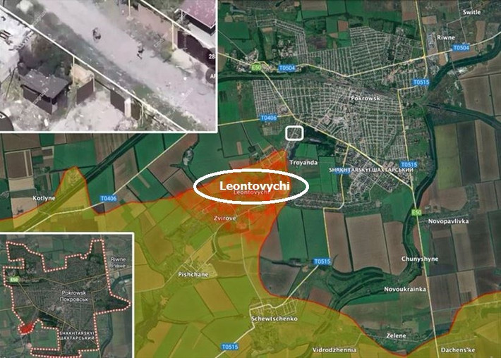 Một số nguồn tin nói rằng, quân Nga đã chiếm lại được Novoekonomichne, trong khi những người khác lại cho rằng AFU vẫn nắm giữ phần phía nam; không ai có thể khẳng định chắc chắn. Ở phía nam Pokrovsk (khu vực Leontovychi) RFAF đã mở được đầu cầu.