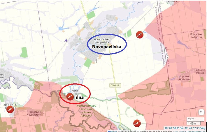 Vì vậy, các hành động của RFAF ở hai bên sườn khu vực kiên cố tạo cơ hội vô hiệu hóa toàn bộ kế hoạch phòng thủ của chỉ huy AFU tại Nam Donetsk và phía tây tỉnh Dnipropetrovsk. Thành công trước đó của Cụm Vostok RFAF trong chiếm làng Filiia, đã phá hỏng kế hoạch của chỉ huy AFU, nhằm che chắn Novopavlovka.