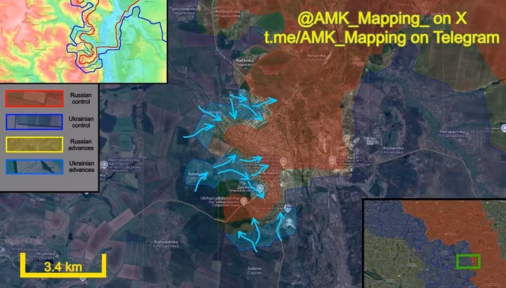 Đồng thời, tình hình ở phía nam Kupyansk vẫn còn chìm trong "màn sương chiến tranh". Trước đây, khu vực này do quân đội Nga chiếm giữ, nhưng sau đó quân đội Ukraine đã khôi phục được vị trí, chiếm lại một phần Zagryzovo và New Kruglikovka.
