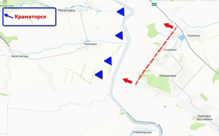 Quân đội Nga tiếp tục cuộc tấn công hướng tới cụm đô thị Slavyansk-Kramatorsk. Các hành động tấn công được tiến hành trong 24 giờ đầu tháng Hai, đã dẫn đến việc thiết lập mặt trận dọc theo tuyến Pryvillya-Holubivka (Golubovka)-Minkivka.