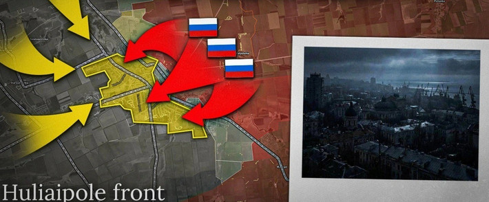 Theo kênh RVvoenkor, Cụm Vostok đang đột phá mạnh mẽ tuyến phòng thủ của Ukraine tại trọng điểm Huliaipole. Giao tranh ác liệt vẫn tiếp diễn, quân Nga đang đột phá từ phía bắc vào khu vực dân cư và gây sức ép mạnh để có những bước tiến đáng kể từ phía đông, bao gồm cả khu vực vượt sông Gaichur. Diện tích tiến công trong những ngày gần đây lên tới 12km².