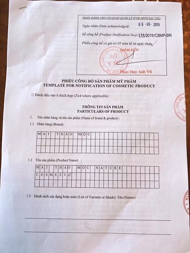 Mĩ phẩm Mai Thảo Mộc: Có dấu hiệu sai phạm pháp luật? - Hình 2 Mi pham Mai Thao Moc: Co dau hieu sai pham phap luat?-Hinh-2