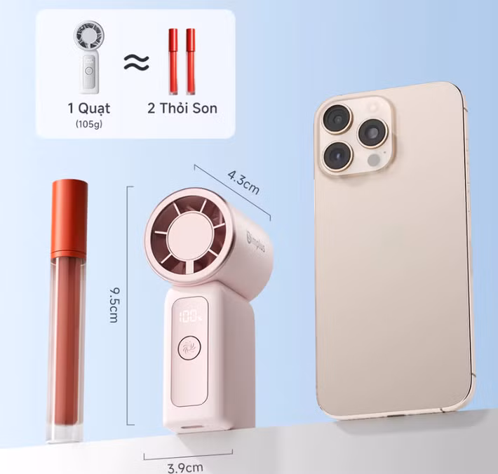 Nếu ưu tiên hàng đầu là độ gọn nhẹ, Simplus DFSH024 đang nổi lên như lựa chọn cực kỳ hấp dẫn dành cho học sinh, sinh viên và dân văn phòng nhờ trọng lượng chỉ khoảng 105g, kích thước nhỏ gọn ngang điện thoại nhưng vẫn được quảng cáo có tốc độ gió lên tới 9m/s cùng thời lượng pin kéo dài khoảng 8 giờ ở chế độ gió thấp.