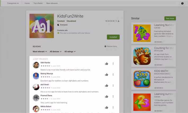 Các chuyên gia khuyến cáo hãy đọc kỹ đánh giá, bình luận trên Google Play trước khi cài bất kỳ ứng dụng nào. (Ảnh: Medium)