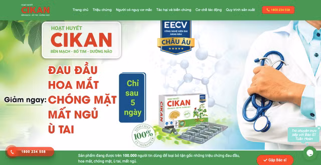 Hoạt huyết CIKAN lừa dối người tiêu dùng, vi phạm quy định về quảng cáo Hoat huyet CIKAN lua doi nguoi tieu dung, vi pham quy dinh ve quang cao