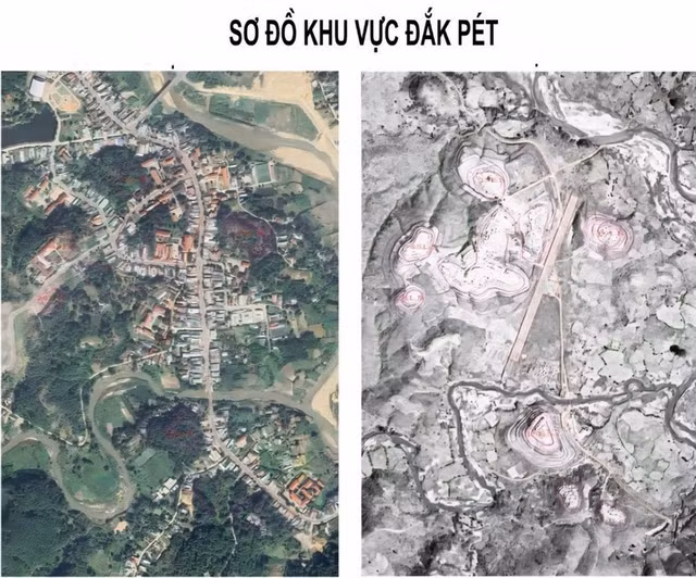 Sơ đồ khu vực vị trí nghi có hố chôn tập thể các liệt sĩ hy sinh tại xã Đăk Pék.