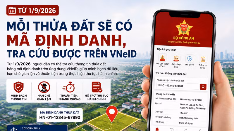 Từ 1/9, mỗi thửa đất sẽ có mã định danh 12 số để người dân tra cứu trên VNeID