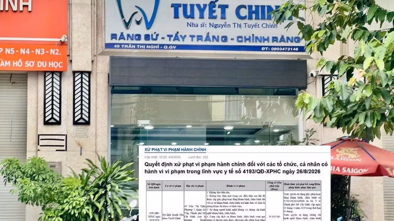 Nha khoa Tuyết Chinh bị phạt gần 94 triệu đồng, tước hai giấy phép hành nghề