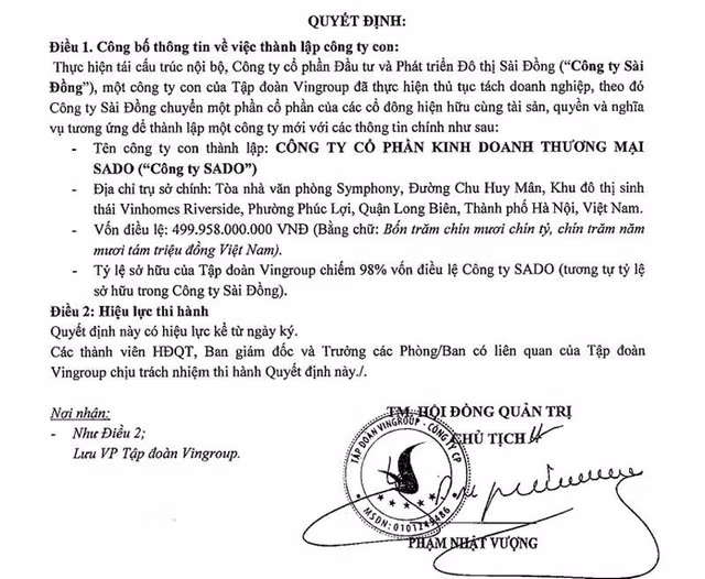 Tỷ phú Phạm Nhật Vượng chia tách doanh nghiệp 2,6 tỷ USD Ty phu Pham Nhat Vuong chia tach doanh nghiep 2,6 ty USD