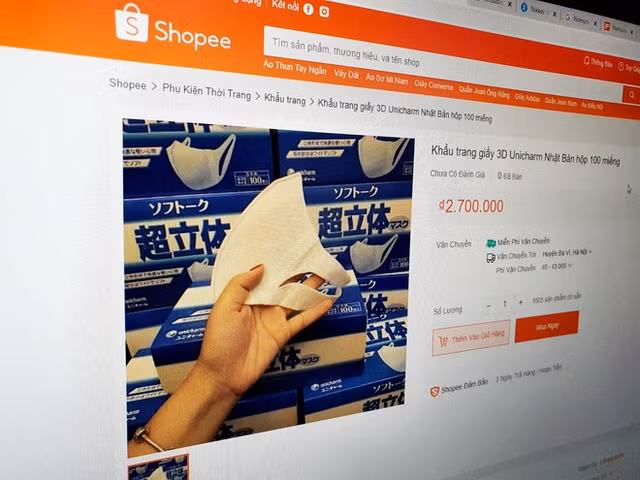 Án nào cho việc rao bán khẩu trang Nhật giá 2.7 triệu trên Shopee? An nao cho viec rao ban khau trang Nhat gia 2.7 trieu tren Shopee?