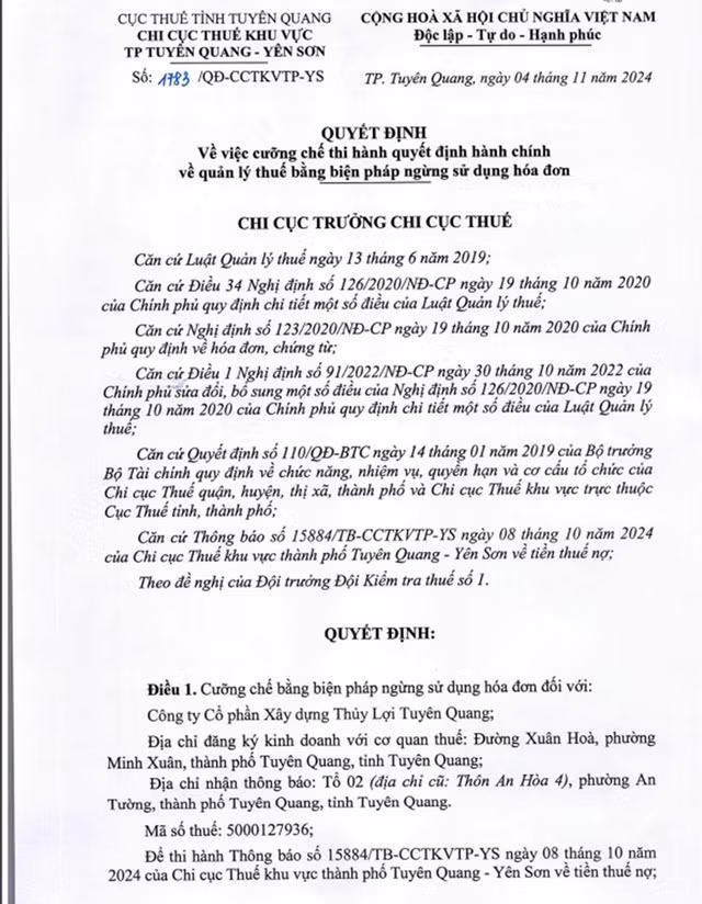 Vi sao Xay dung Thuy loi Tuyen Quang bi cuong che hoa don?