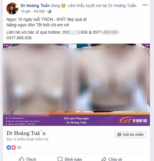 TMV Hoàng Tuấn phẫu thuật nâng ngực không phép: Sở Y tế HN tiết lộ "sốc"! TMV Hoang Tuan phau thuat nang nguc khong phep: So Y te HN tiet lo