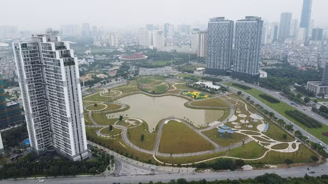 Cận cảnh tiến độ công trình công viên lớn nhất quận Nam Từ Liêm Can canh tien do cong trinh cong vien lon nhat quan Nam Tu Liem