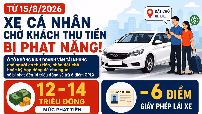 [INFOGRAPHIC] Xe cá nhân chở khách thu tiền bị phạt ở mức nào?