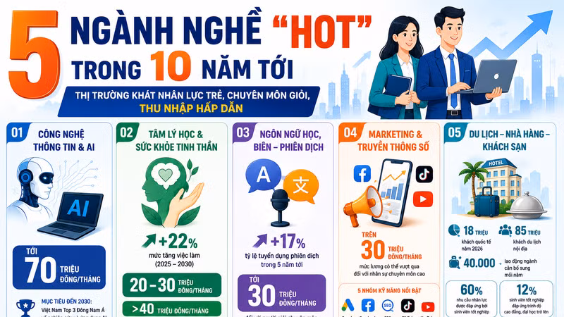 5 ngành nghề dự báo hút nhân lực trong 10 năm tới