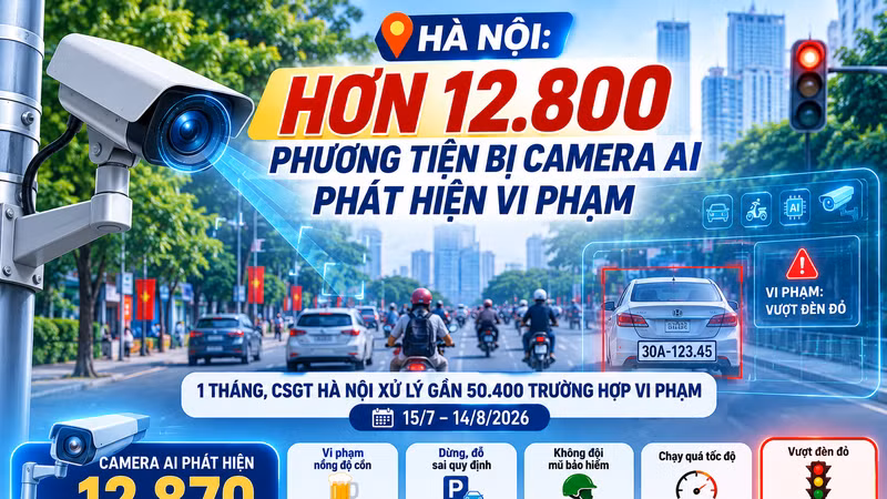 [INFOGRAPHIC] HÀ NỘI: HƠN 12.800 PHƯƠNG TIỆN BỊ CAMERA AI PHÁT HIỆN VI PHẠM