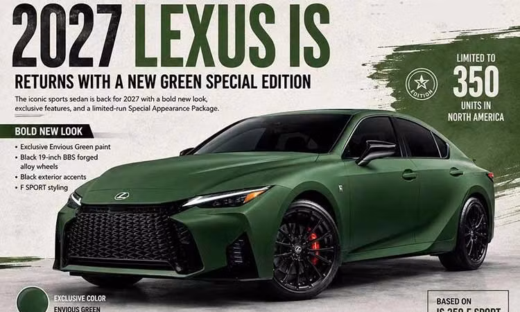 Xe sang Lexus IS 2027 thêm màu xanh nổi bật, giới hạn 350 xe