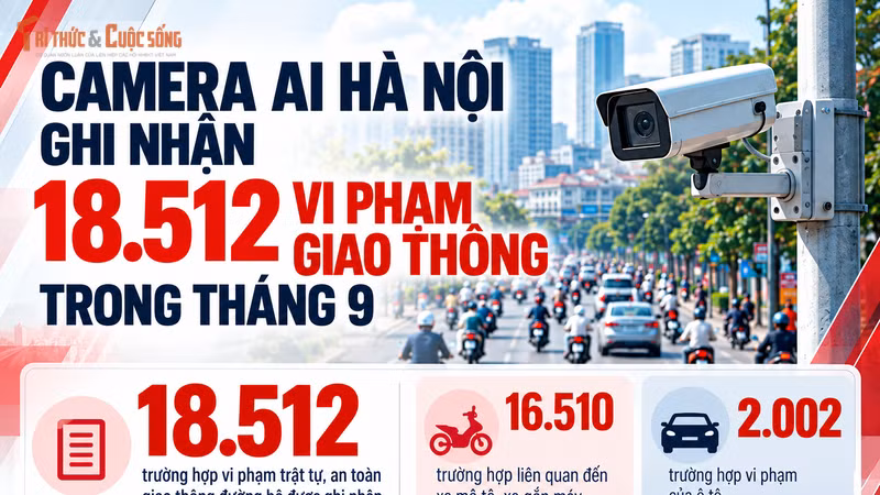 Camera AI Hà Nội ghi nhận 18.512 vi phạm giao thông trong tháng 9