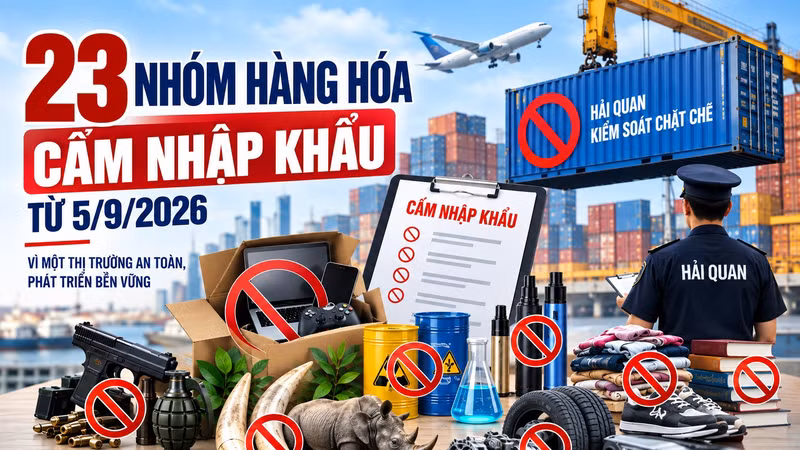 [INFOGRAPHIC] 23 nhóm hàng hóa bị cấm nhập khẩu từ ngày 5/9/2026