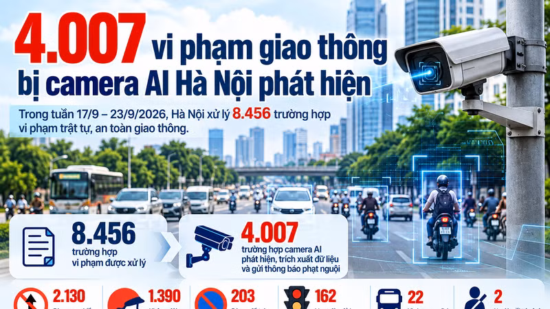 [INFOGRAPHIC] 4.007 vi phạm giao thông bị camera AI Hà Nội phát hiện