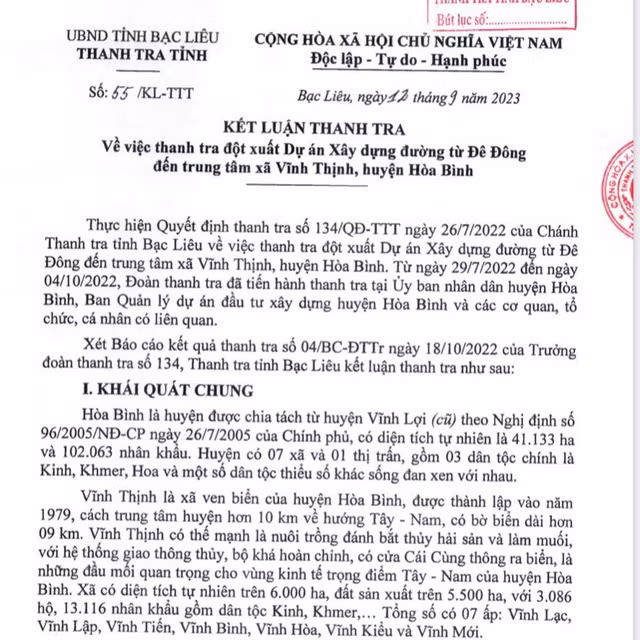 Nhung sai pham tai du an xay dung duong tu De Dong den trung tam xa Vinh Thinh