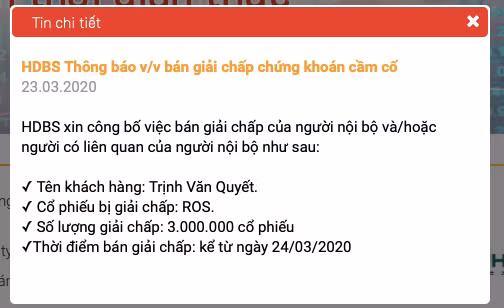 3 triệu cổ phiếu ROS của đại gia Trịnh Văn Quyết bị bán giải chấp 3 trieu co phieu ROS cua dai gia Trinh Van Quyet bi ban giai chap