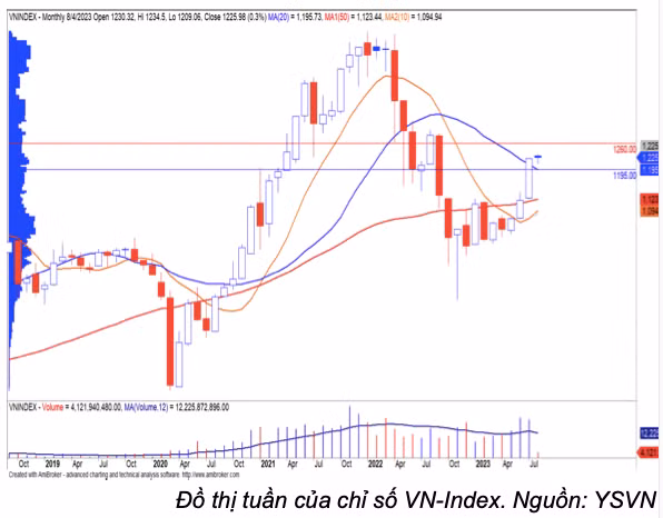 VN-Index co the se bien dong 1.195 – 1.265 diem trong thang 8